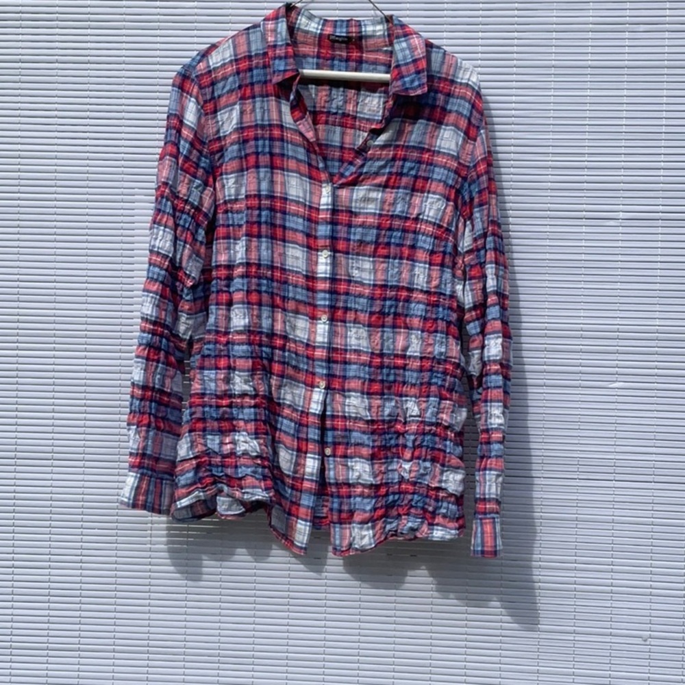 Red and Blue Plaid Button-Up Shirt